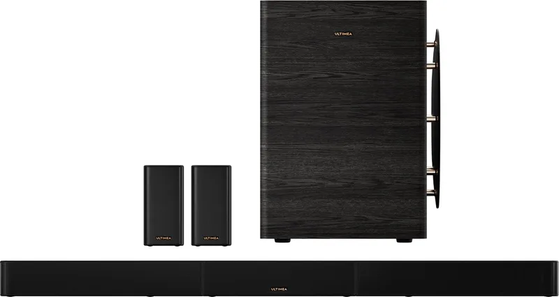 Skywave Serie - 7.1.4 Systeem met Dolby Atmos Soundbar van Ultimea in Zwart – productfoto