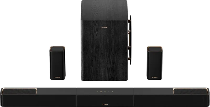 Skywave Serie - Soundbar, 7.1.4 Sound Systeem met 8" Draadloze Subwoofer, Dolby Atmos, 840W van Ultimea in Zwart – productfoto