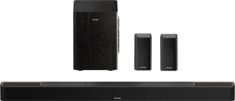 Skywave Series 5.1.2 Systemen met Dolby Atmos - Soundbar met subwoofer en 2 achterluidsprekers - Soundbar voor tv - Zwart van Ultimea in Zwart-5.1.2 – productfoto