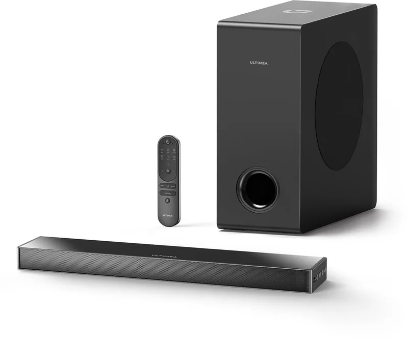 Soundbar met Subwoofer, 2.1 luidspreker Home Theater Surround Sound Systeem, 160W Soundbar voor TV by Ultimea in Black – product photo