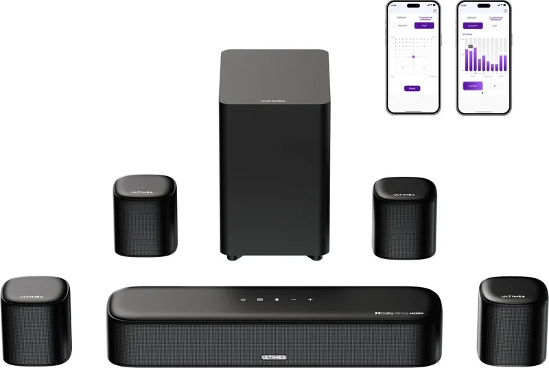 Soundbar met subwoofer - Dolby Atmos - 7.1 soundbar - Home Cinema Systeem - Soundbar voor TV van Ultimea in Zwart – productfoto