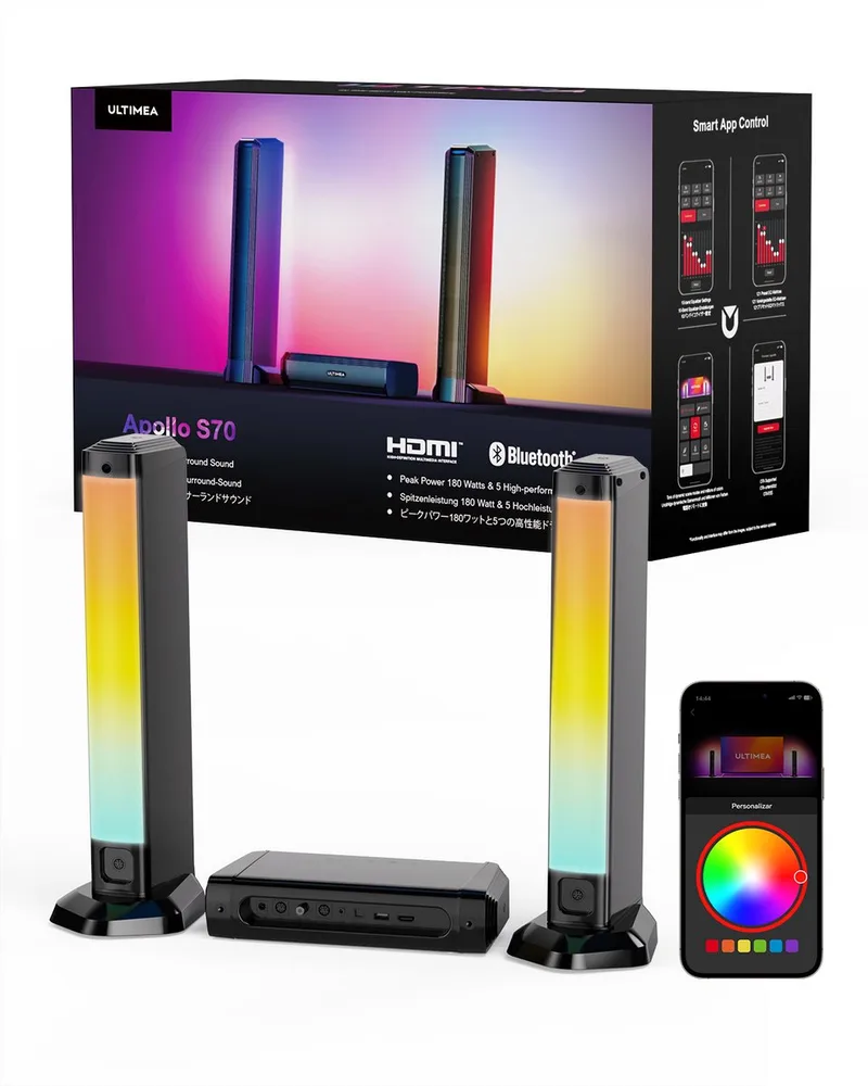 ULTIMEA 5.0-kanaals Soundbar met RGB-verlichting&App-besturing van Ultimea in Zwart – productfoto