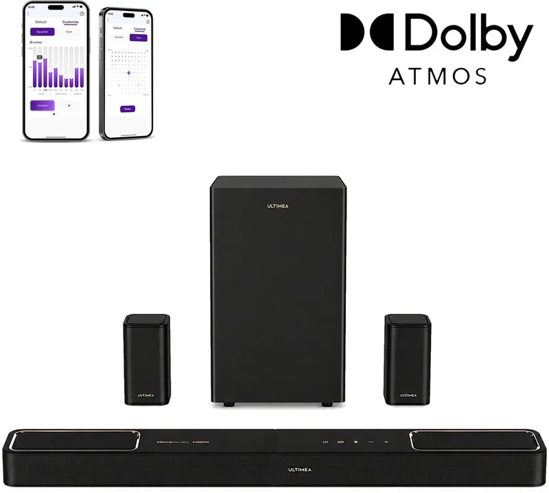 ULTIMEA 5.1.2 Soundbar met Dolby Atmos, 6,5" Subwoofer, App-bediening, Soundbar voor tv, Skywave F40 Boom van Ultimea in Zwart- 5.1.2 – productfoto