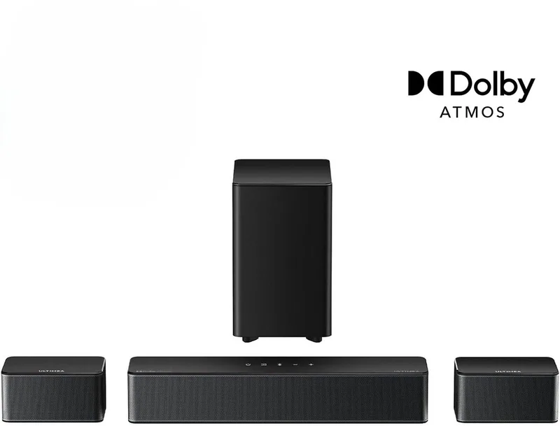 ULTIMEA 5.1-kanaals Dolby Atmos-soundbar met draadloze subwoofer, 2 surround-luidsprekers van Ultimea in Zwart – productfoto