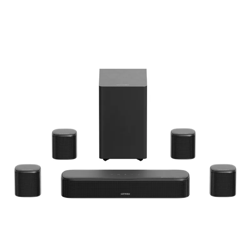 ULTIMEA 7.1-Kanal-Dolby-Atmos-Soundbar für TV, Heimkinosystem mit 4 Surround-Lautsprechern und 5,25"-Subwoofer, VoiceMX & BassMX, HDMI eARC, 420W Spitzenleistung, Aura S5T de Ultimea – photo produit
