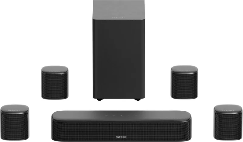 ULTIMEA 7.1 Soundbar met Dolby Atmos, Inclusief 5,25" Subwoofer en 4 Surround Speakers, Home Cinema Systeem voor TV, HDMI eARC van Ultimea in Aura S5T – productfoto