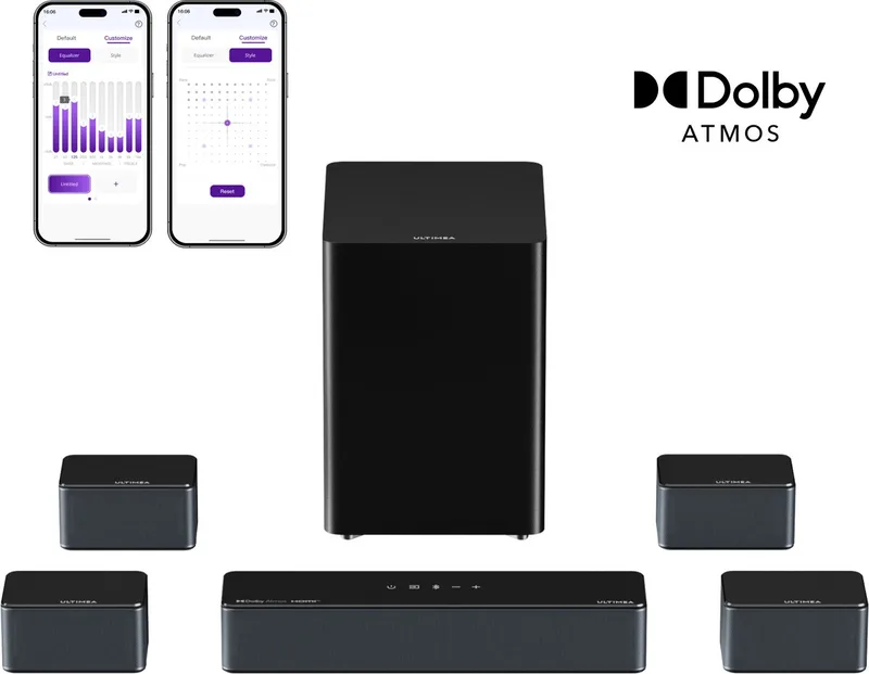 ULTIMEA - 7.1 Soundbar met Dolby Atmos - Surround Sound System voor TV met draadloze subwoofer - Poseidon Serie van Ultimea in Zwart – productfoto