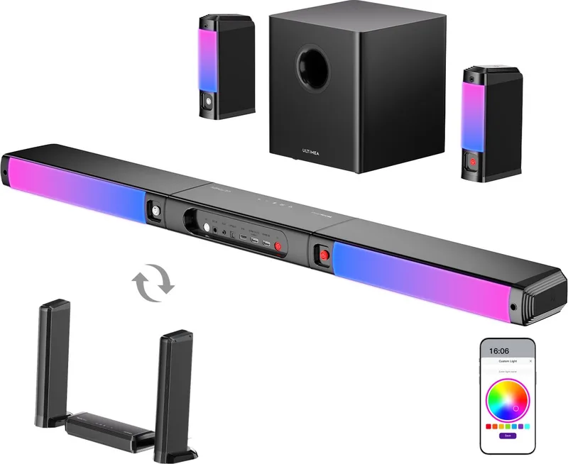 ULTIMEA 9.1 Dolby Atmos Soundbar met Subwoofer & Surround Speakers – Afneembaar Design – Soundbar voor TV by Ultimea in Black – product photo