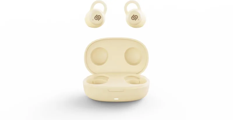 Lisbon True Wireless Earbuds - 27 Uur Speeltijd - Touchbediening - Compact & Lichtgewicht von Urbanista in Beige – Produktfoto