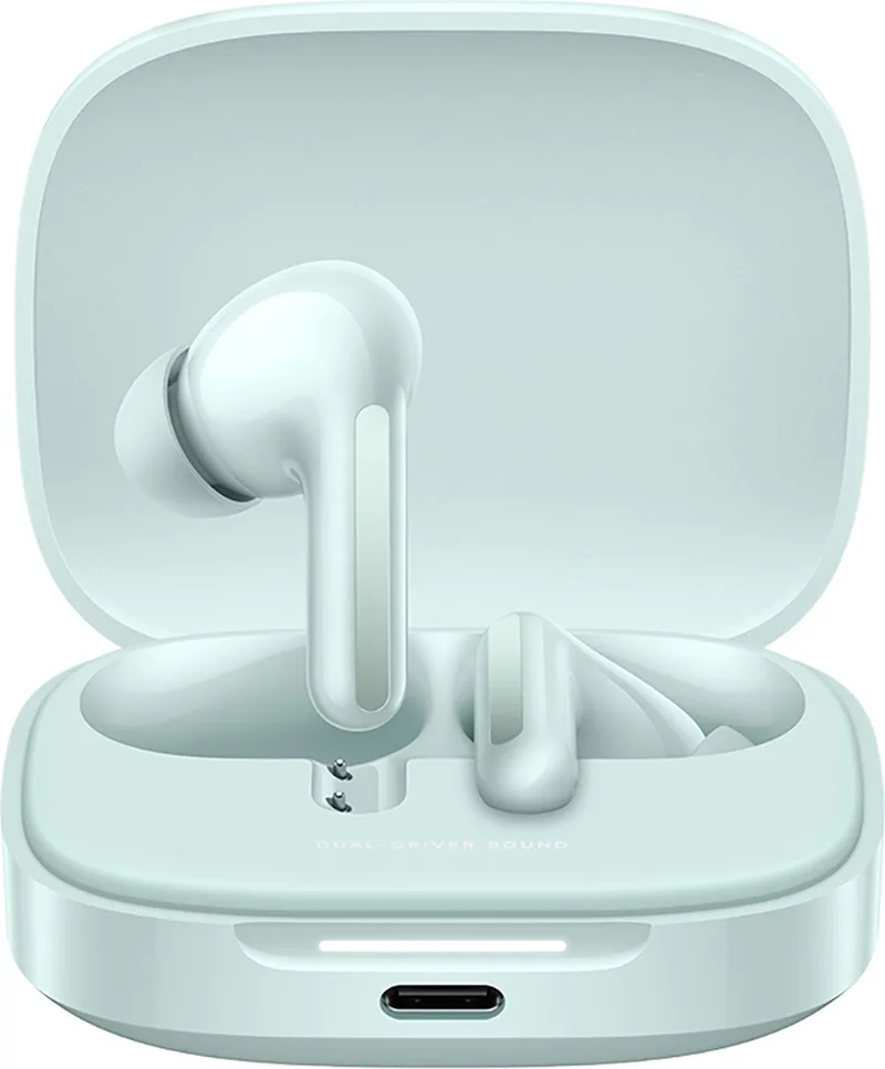 Buds 6 - Draadloze Oordopjes - Active Noise Cancelling - Bluetooth 5.3 - Tot 38 Uur Batterij met Oplaadcase - IP54 Waterbestendig - Touch Bediening - Ingebouwde Microfoon - Kleur Coral by Xiaomi in Green – product photo