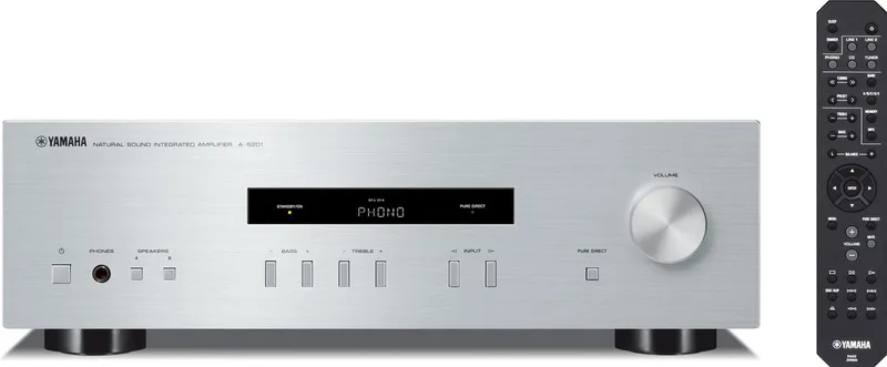 AS-201 – Stereo versterker - Analoge aansluitingen - Hoogwaardige geluidskwaliteit van Yamaha in Zilver – productfoto